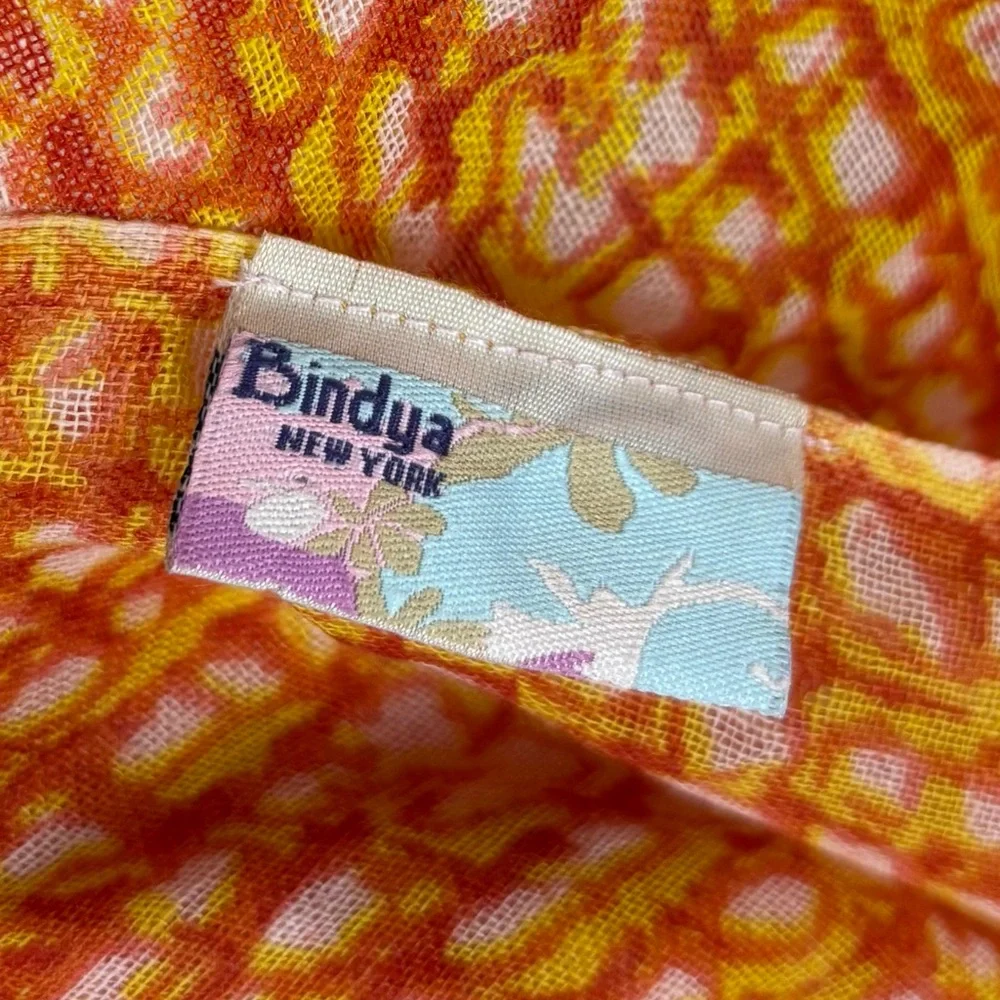 Bindya New York Scarf 100% Wool Orange Yellow Print